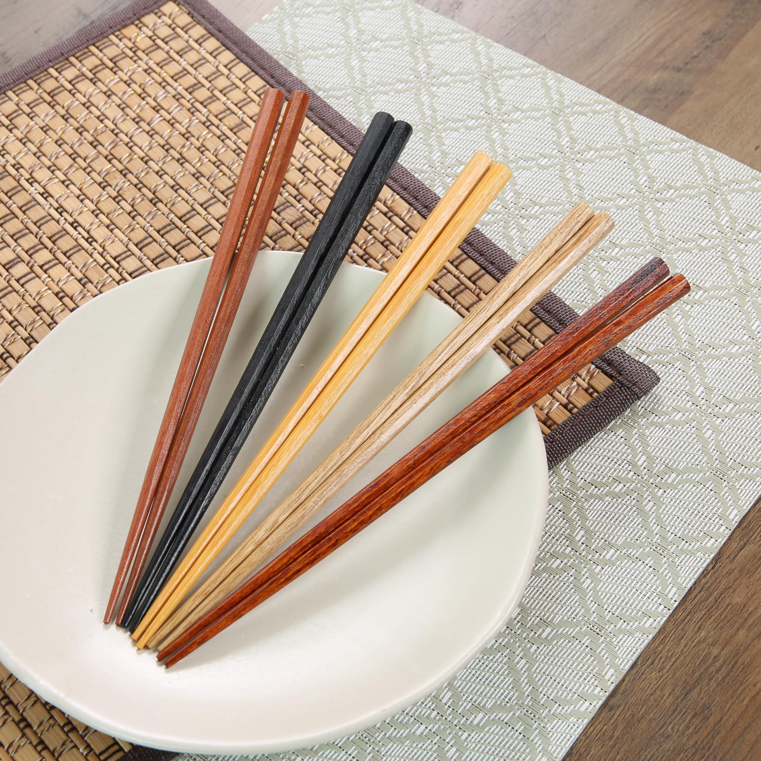 Amazon｜不二貿易(Fujiboeki) 箸 八角箸 22.5cm 5膳セット 木製 天然木